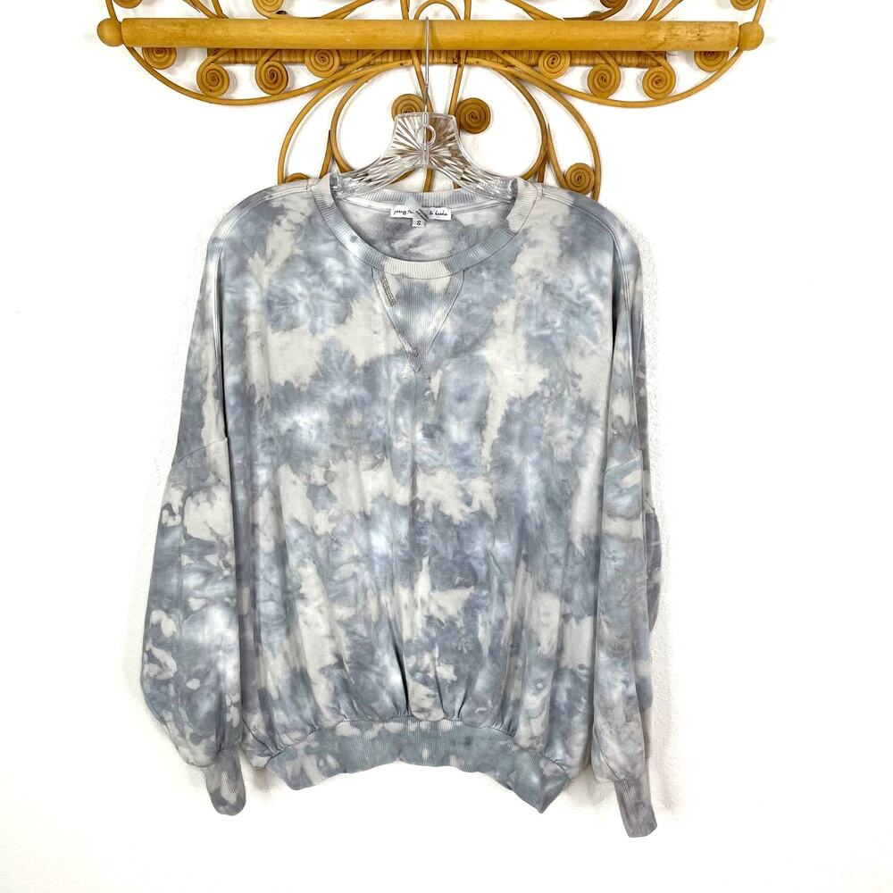 Young Fabulous and Broke tie dye blue pullover sweatshirt sz S